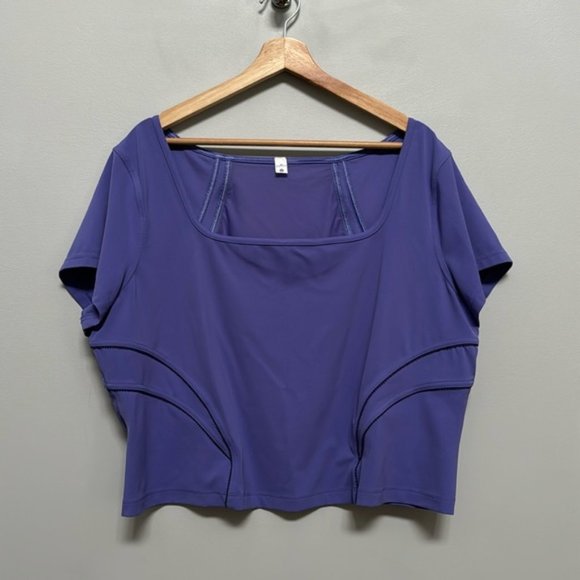 2022 Lululemon Square Neck Mesh and Nulu Yoga Short Sleeve Shirt Size 20 - Picture 3 of 8
